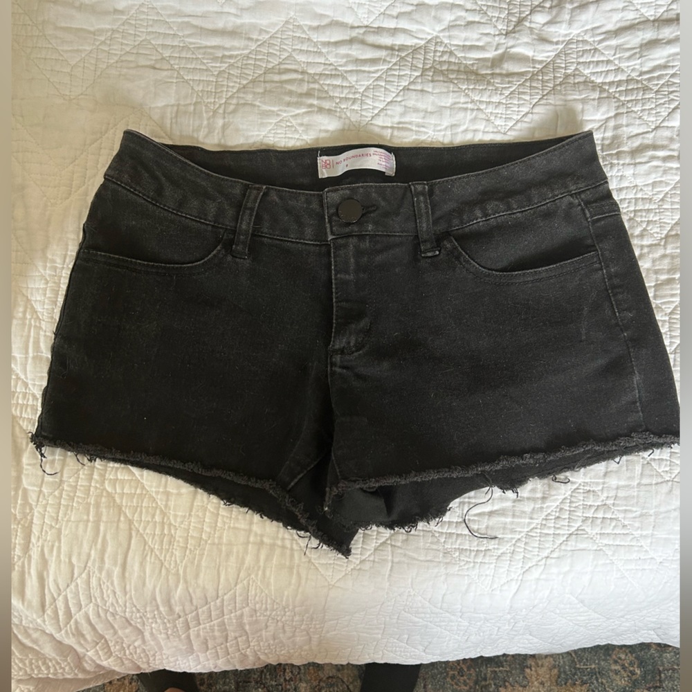 Black denim shorts